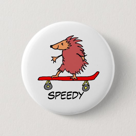 スケートボードヘッジホッグバッジ 缶バッジ (正面)