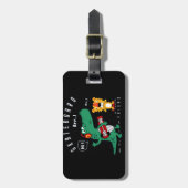 スケートボードベクトル動物の漫画イラストレーション ラゲッジタグ (正面縦)