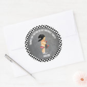 スケートボードボーイハットスケーターレッドグレーブラックチェック ラウンドシール (封筒)