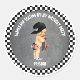 スケートボードボーイハットスケーターレッドグレーブラックチェック ラウンドシール