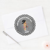 スケートボードボーイハットスケーターレッドグレーブラックチェック ラウンドシール (封筒)