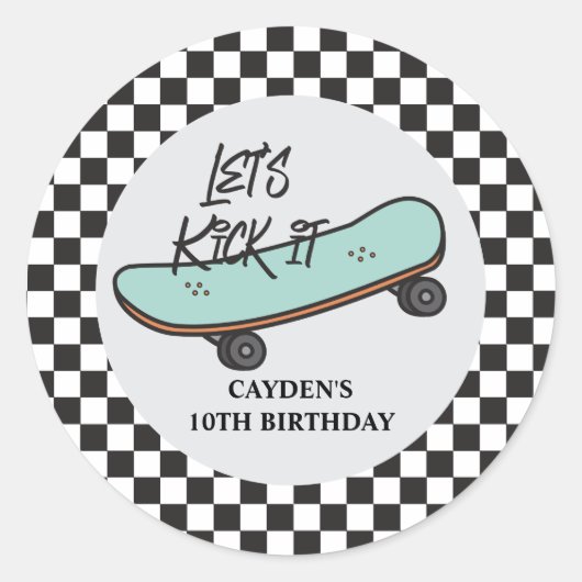 スケートボードレッキック誕生日 ラウンドシール (正面)