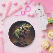 スケートボードレックスパーティーを開催するT型恐竜 ペーパープレート (パーティー)