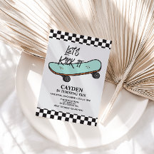 スケートボードレッツキック誕生日招待状