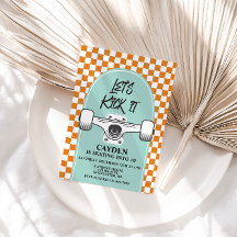 スケートボードレッツキック誕生日招待状