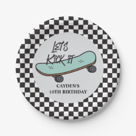 スケートボードレッツキック誕生日紙プレート ペーパープレート