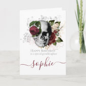 スケートボードレッドスカル孫娘バースデーカード カード (正面)