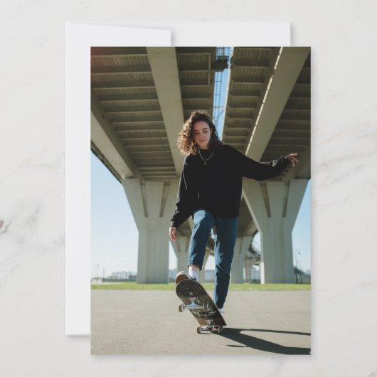 スケートボードレトロサンセットフォトガールズバースデーパーティー 招待状 (裏面)