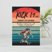 スケートボードレトロサンセットフォトボーイズバースデーパーティー 招待状 (スタンド正面)