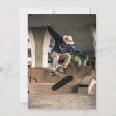 スケートボードレトロサンセットフォトボーイズバースデーパーティー 招待状 (裏面)