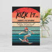 スケートボードレトロサンセットフォトボーイズバースデーパーティー 招待状 (スタンド正面)