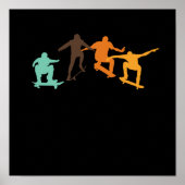 スケートボードレトロスケートボーダースケートボードスケーター ポスター (正面)