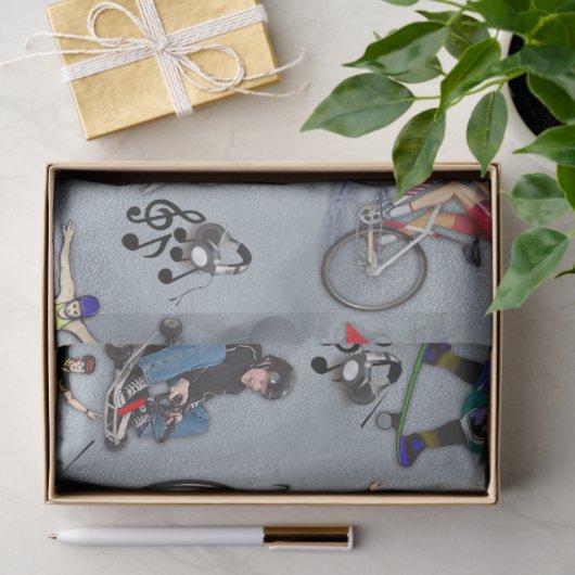 スケートボード上のアウトドアアクション活動 薄葉紙 (ギフト)