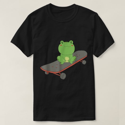 スケートボード上のカエル(3) Tシャツ (デザイン正面)
