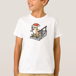 スケートボード上のクリスマスコーギー Tシャツ