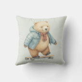 スケートボード上のテディベア クッション (裏面)