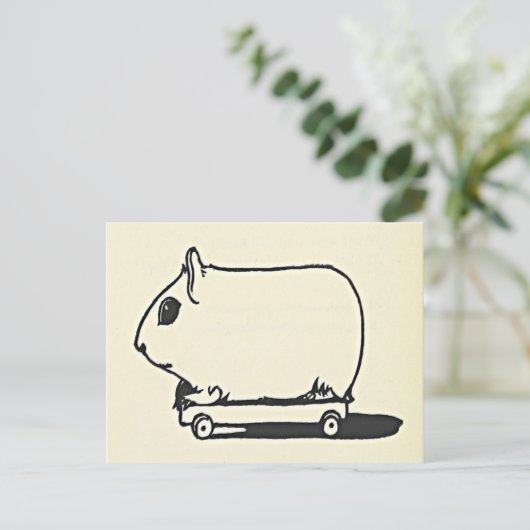 スケートボード上のマウスおもしろいグリーティング誕生日カード ポストカード (スタンド正面)