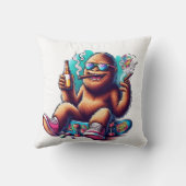 スケートボード上の冷たいサスカッチとパーティー時間 クッション (裏面)