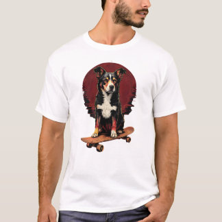 スケートボード上の犬 Tシャツ