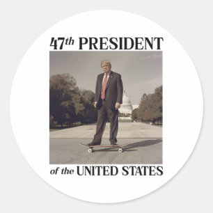 スケートボード上の第47代大統領ドナルド・トランプ ラウンドシール