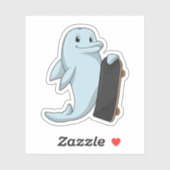 スケートボード付きスケーターとしてのイルカ シール (シート)