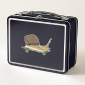 スケートボード付きスケーターとしてのカタツムリ メタルランチボックス (正面)