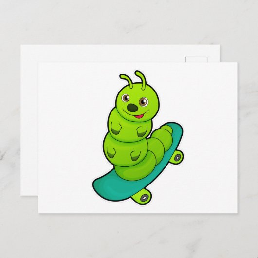 スケートボード付きスケーターとしてのキャタピラー ポストカード (正面/裏面)