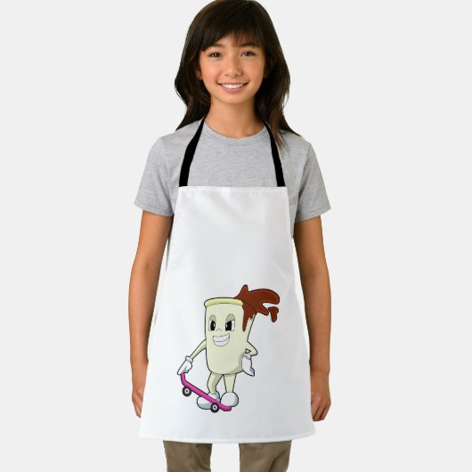 スケートボード付きスケーターとしてのコーヒー エプロン (インサイチュ)