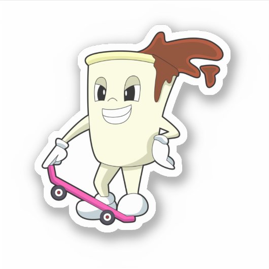 スケートボード付きスケーターとしてのコーヒー シール (正面)