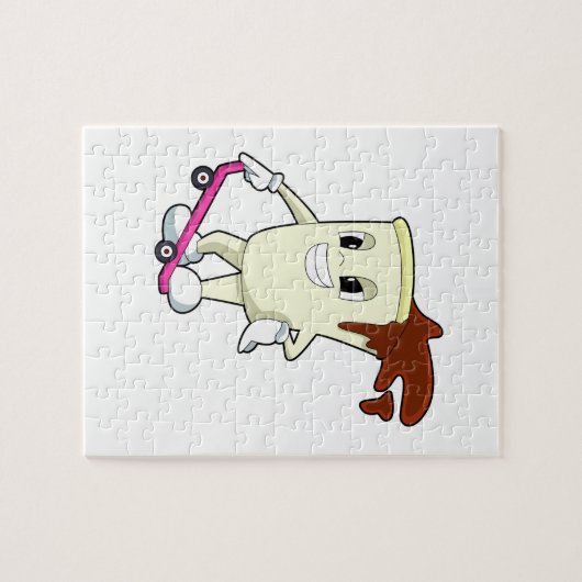 スケートボード付きスケーターとしてのコーヒー ジグソーパズル (横)