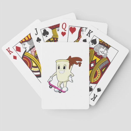 スケートボード付きスケーターとしてのコーヒー トランプ (裏面)