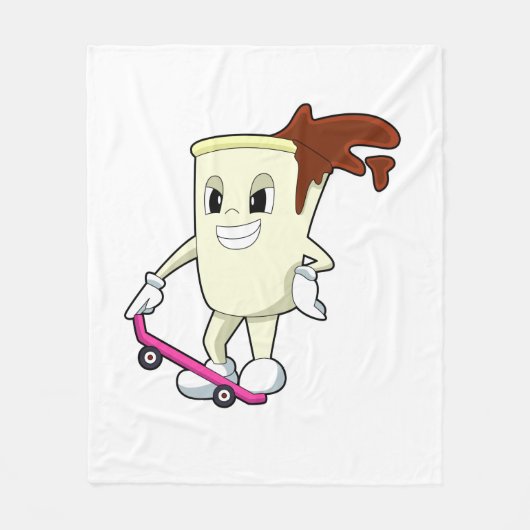 スケートボード付きスケーターとしてのコーヒー フリースブランケット (正面)