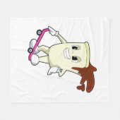 スケートボード付きスケーターとしてのコーヒー フリースブランケット (正面(横))