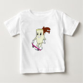 スケートボード付きスケーターとしてのコーヒー ベビーTシャツ (正面)