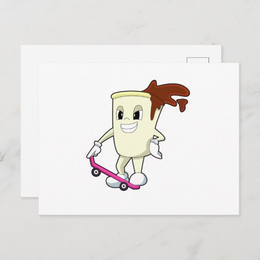 スケートボード付きスケーターとしてのコーヒー ポストカード (正面/裏面)