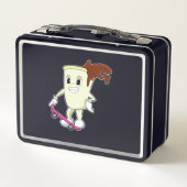 スケートボード付きスケーターとしてのコーヒー メタルランチボックス (裏面)