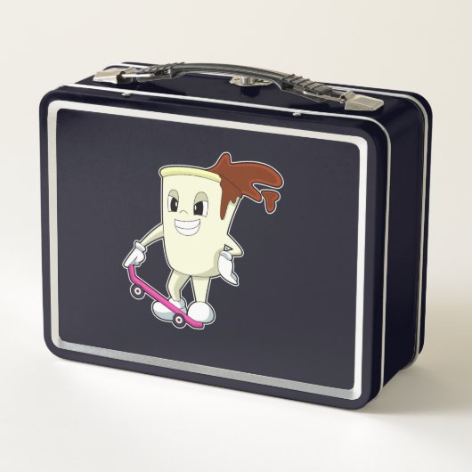 スケートボード付きスケーターとしてのコーヒー メタルランチボックス (裏面)