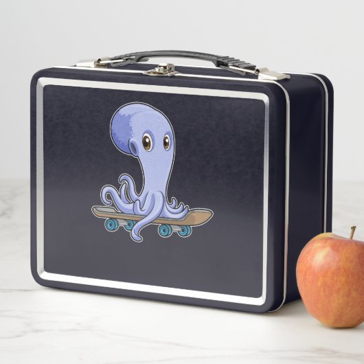 スケートボード付きスケーターとしてのタコ メタルランチボックス (インサイチュ)