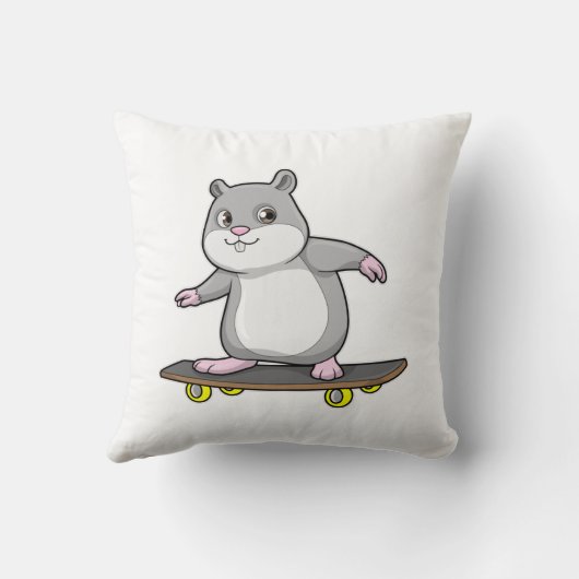 スケートボード付きスケーターとしてのハムスター クッション (裏面)
