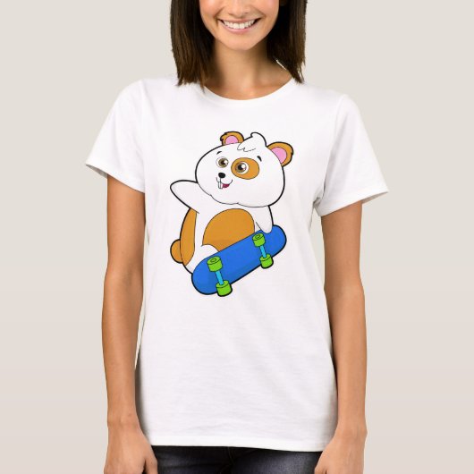 スケートボード付きスケーターとしてのハムスター Tシャツ (正面)