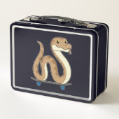 スケートボード付きスケーターとしてのヘビ メタルランチボックス (裏面)