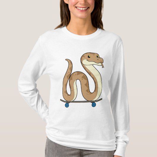 スケートボード付きスケーターとしてのヘビ Tシャツ (正面)