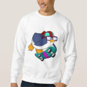スケートボード付きスケーターとしてのペンギン スウェットシャツ (正面)