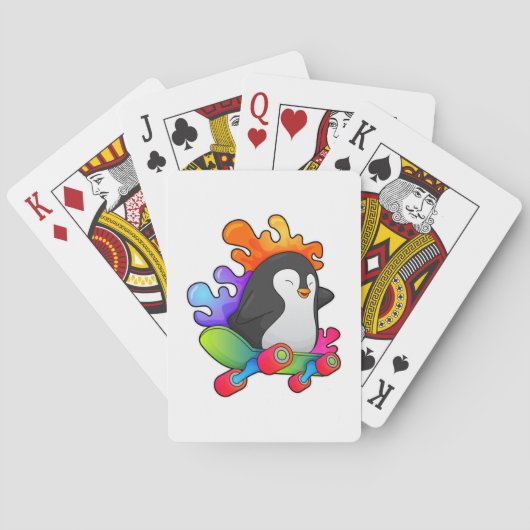 スケートボード付きスケーターとしてのペンギン トランプ (裏面)