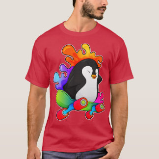 スケートボード付きスケーターとしてのペンギン Tシャツ