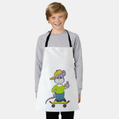 スケートボード付きスケーターとしてのマウス エプロン (着用した状態)