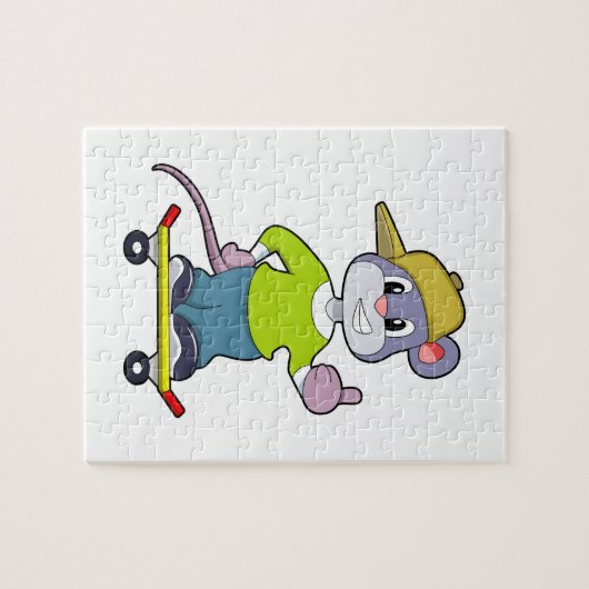 スケートボード付きスケーターとしてのマウス ジグソーパズル (横)