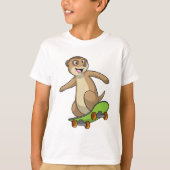 スケートボード付きスケーターとしてのメルカット Tシャツ (正面)