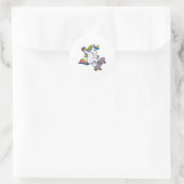 スケートボード付きスケーターとしてのユニコーン ラウンドシール (バッグ)