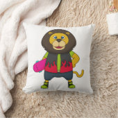 スケートボード付きスケーターとしてのライオン クッション (ブランケット)